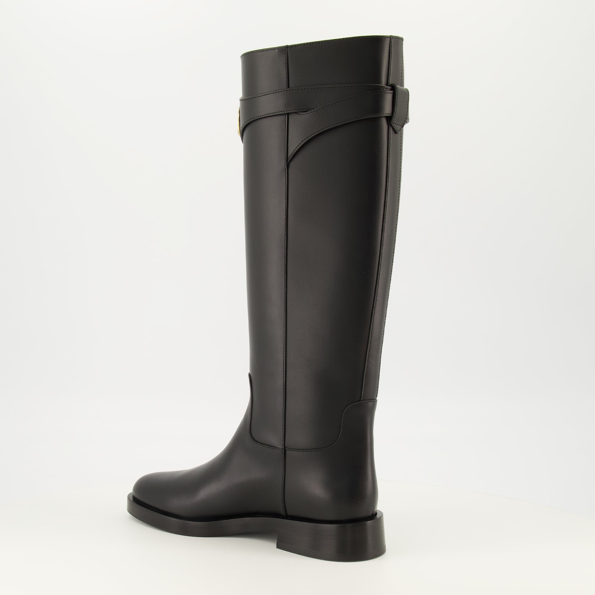 Bottes Bottes VLogo en cuir noir Valentino Garavani Noir Femme