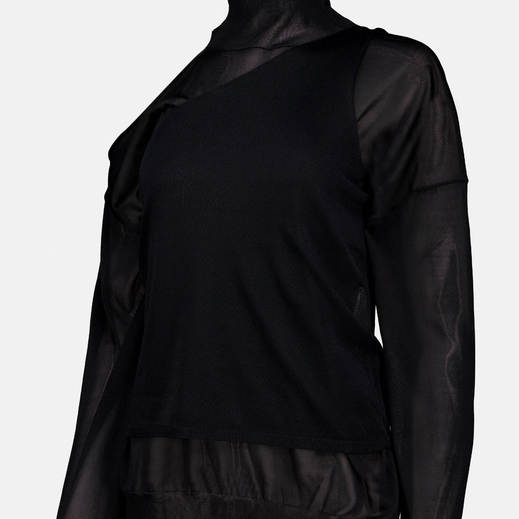 Maille Haut en organza de soie noire Fendi Noir Femme
