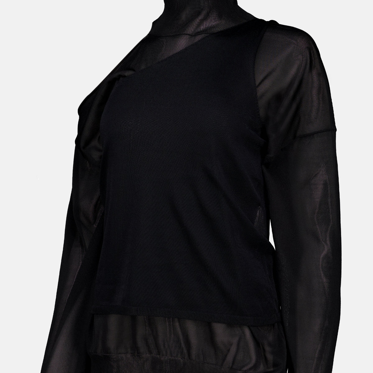 Maille Schwarzes Seidenorganza-Top Fendi Noir Femme