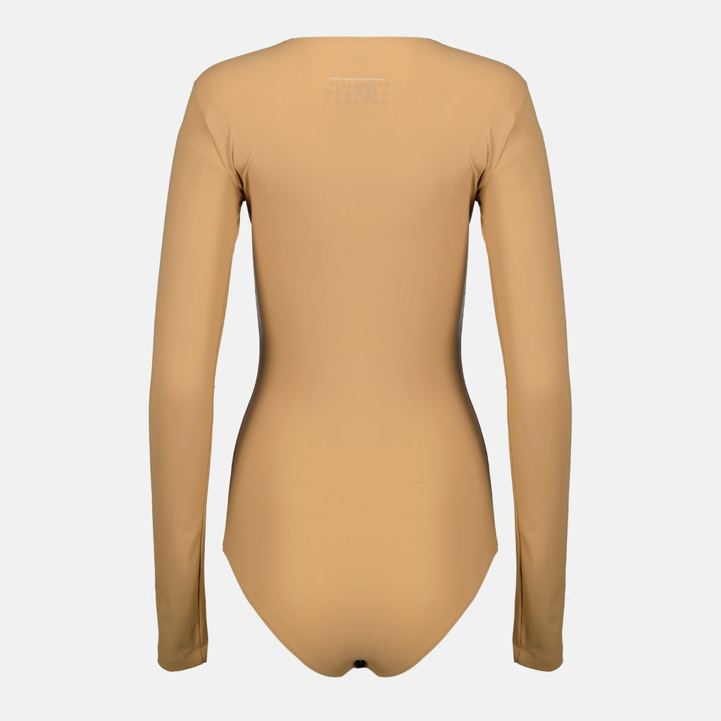Image de l'article Body beige en lycra de la marque Mm6 pour Femme - Saison Printemps-Été 2026 - Vue de Dos