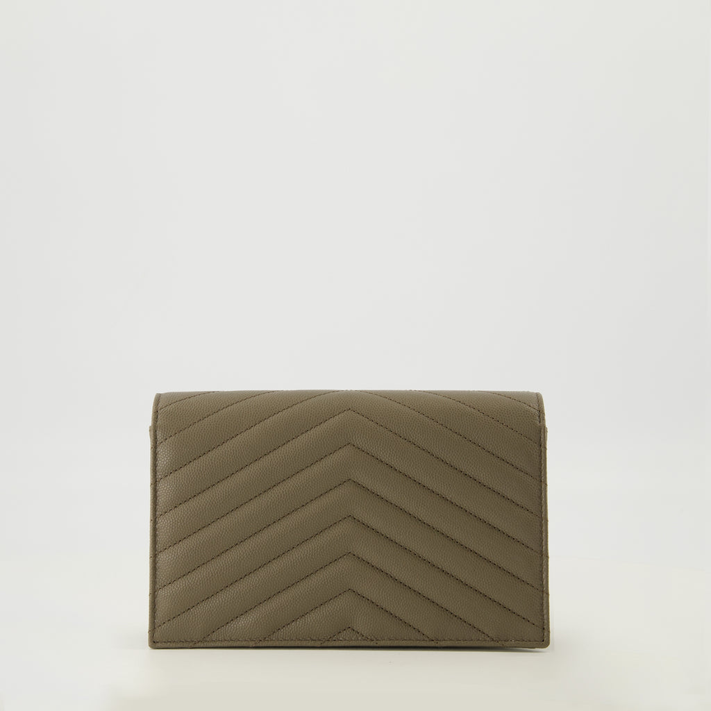 Image of the Cassandre khaki chain wallet from the Saint Laurent brand for Women - Spring-Summer 2026 - Back View
