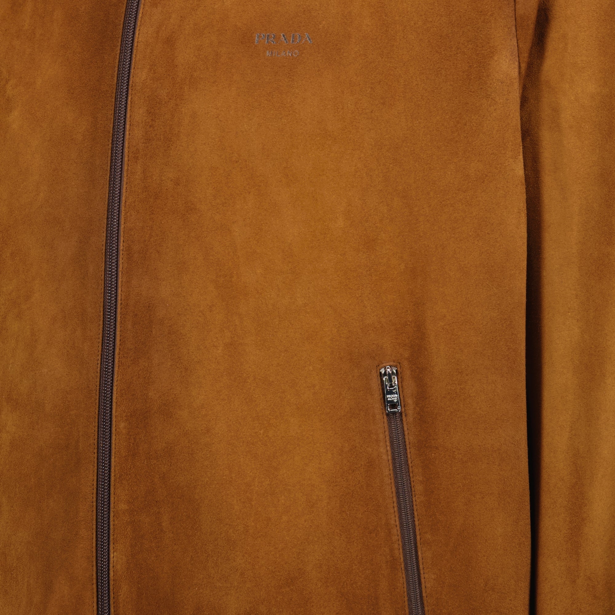 Manteaux Giacca in Vitello di Velluto Prada Marron Homme