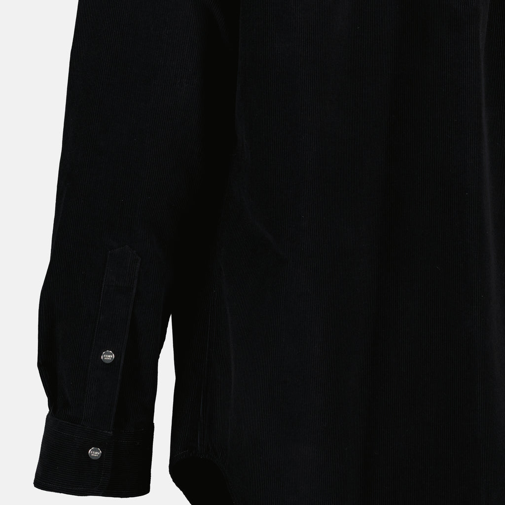 Imagen de la camisa de terciopelo negro de Fendi para Hombre - Temporada Primavera-Verano 2026 - Vista Detallada_2