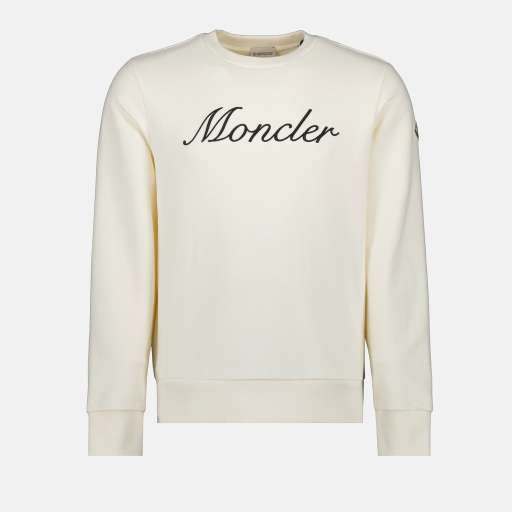 Sweatshirts Sweat à logo brodé Moncler Blanc Homme