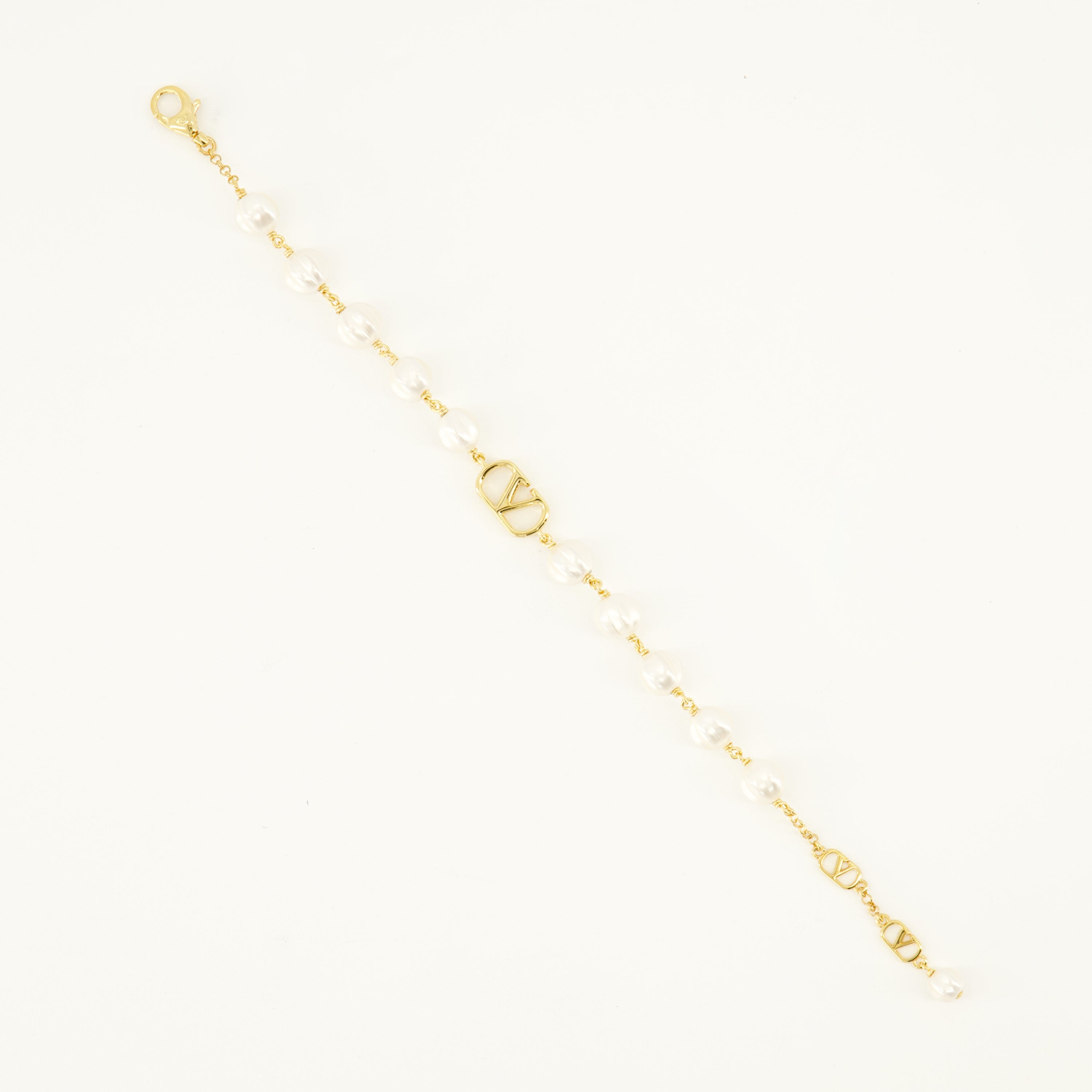 Bijoux Bracelet VLogo avec perles Valentino Garavani Doré Femme