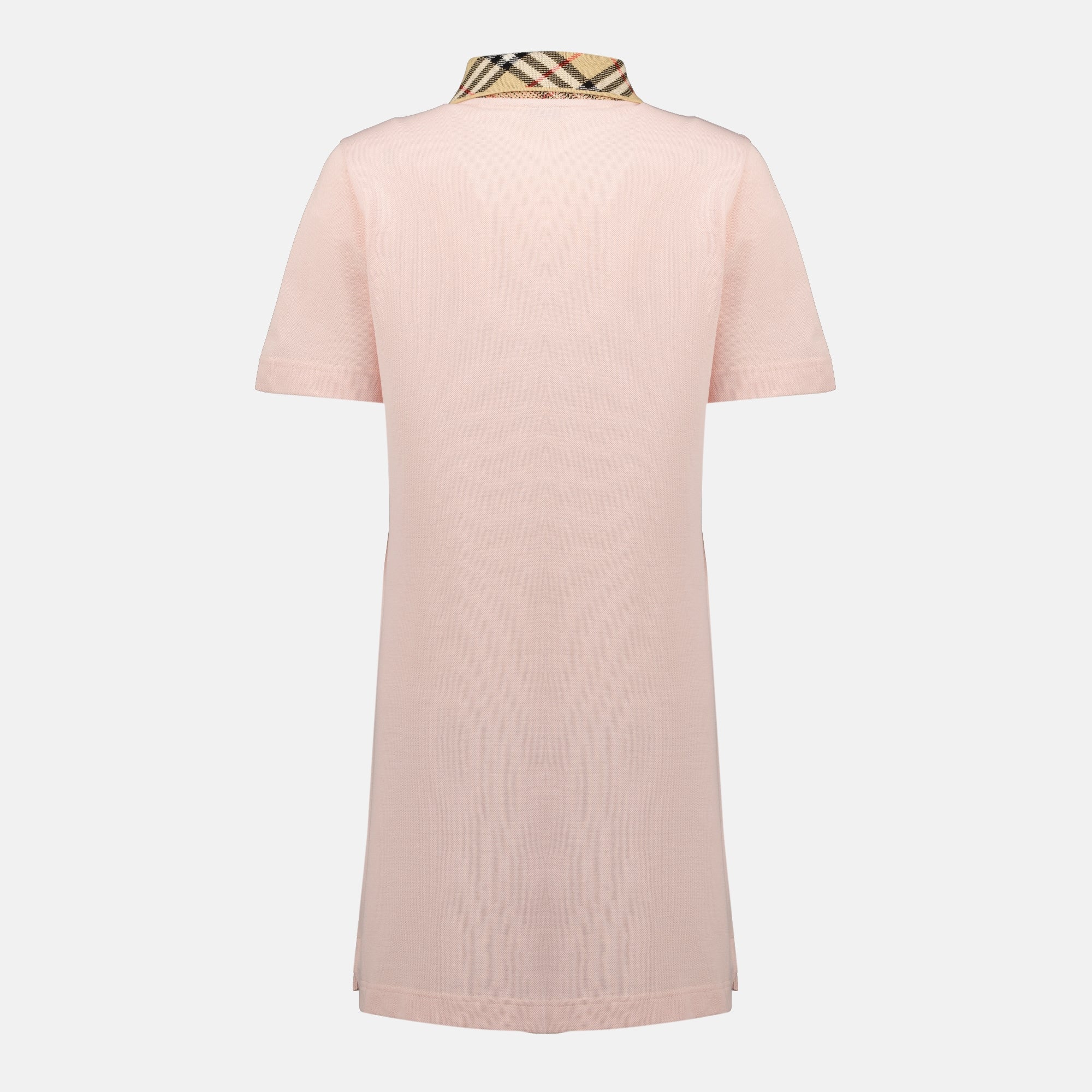 Image of the Burberry Women's Pink Check Polo Dress - Spring-Summer 2026 - Back View