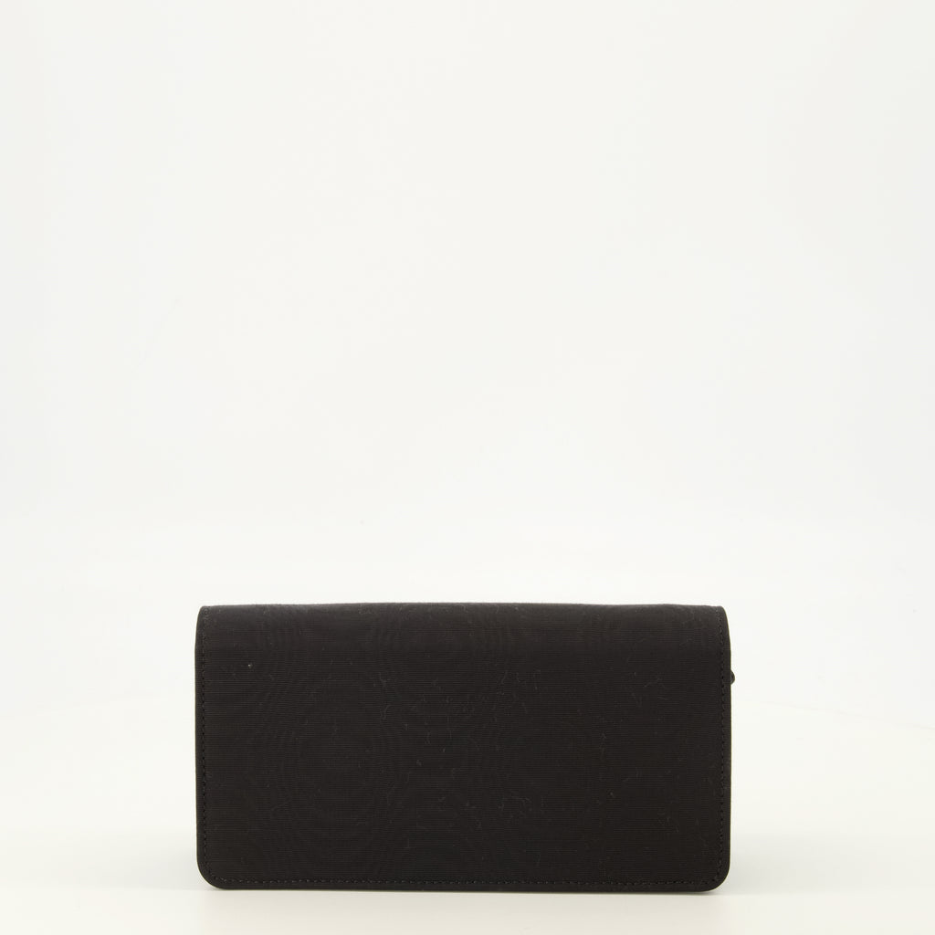 Petite maroquinerie Carteira com Cadeia VLogo em Tecido Preto Valentino Garavani Noir Femme