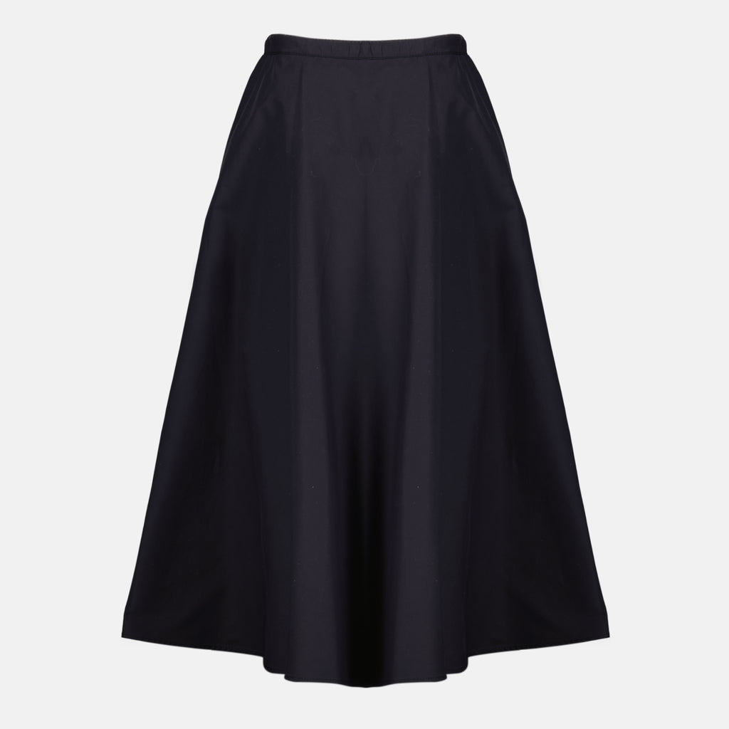 Image of the Moncler brand navy blue midi skirt for women - Spring-Summer 2026 - Back View