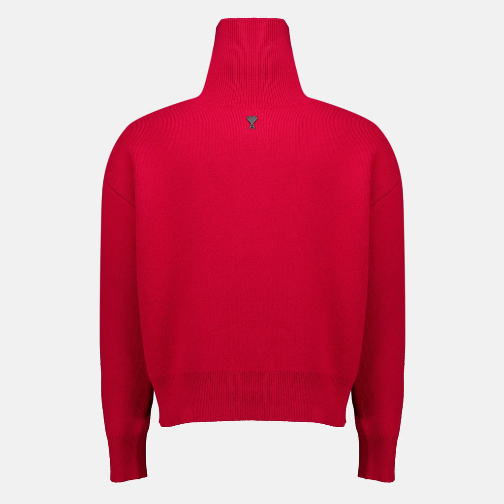 Sweatshirts Roter Hoher Kragen Pullover Ami PARIS Rouge Unisexe