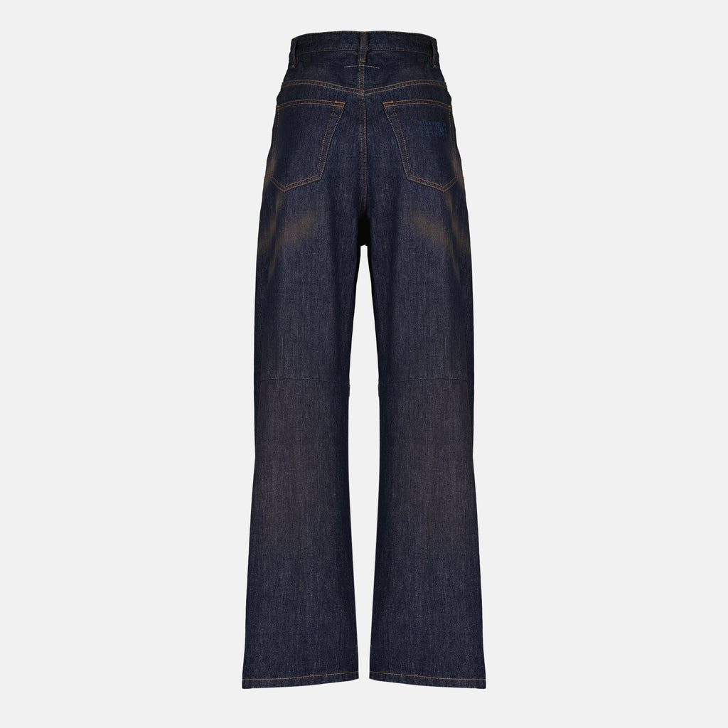 Pantalons Pantaloni in Denim Blu Scuro Ampio Mm6 Bleu foncé Femme