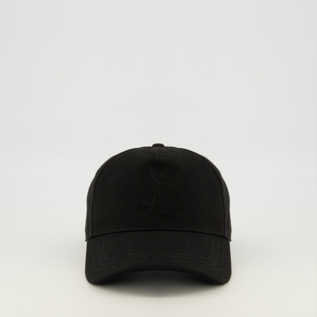 Image de l'article Casquette à logo en denim noir de la marque Saint Laurent pour Homme - Saison Printemps-Été 2026 - Vue de Face