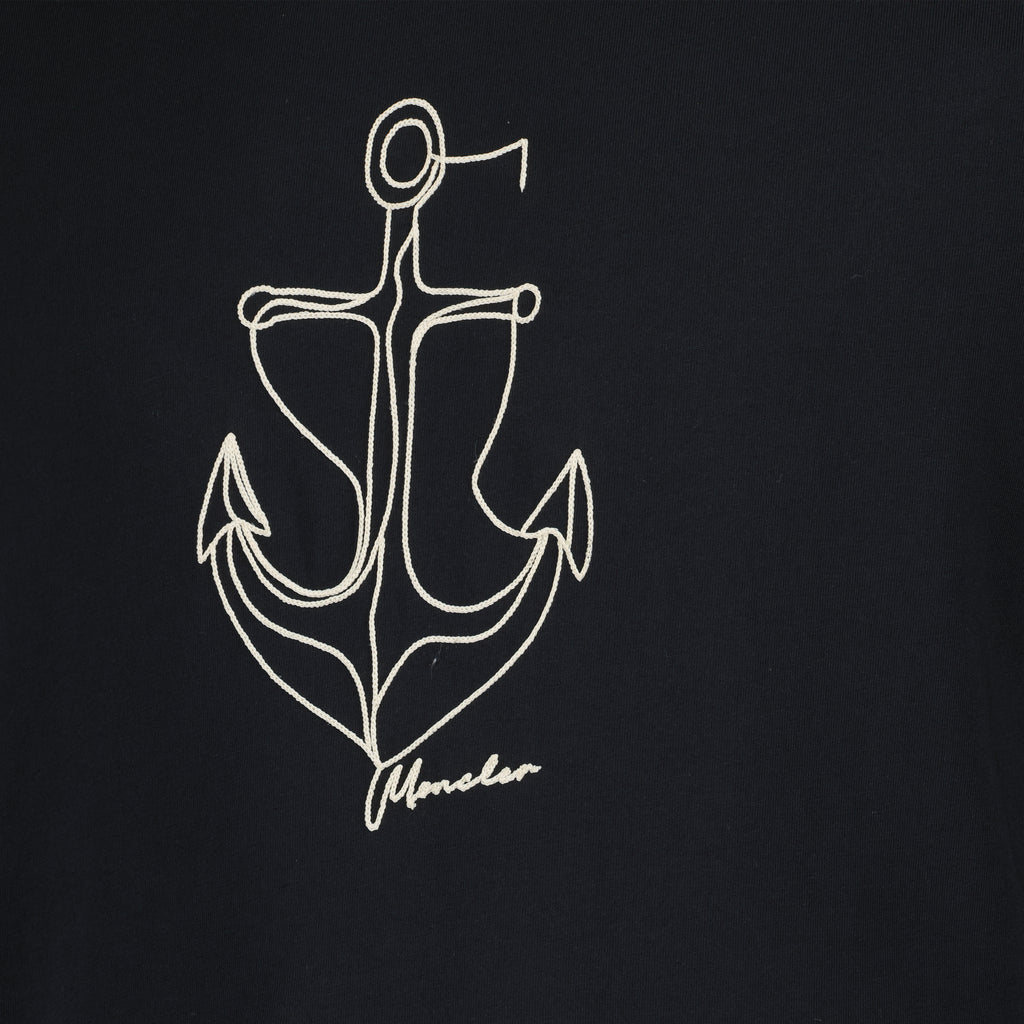 T-shirts Besticktes T-Shirt aus Baumwolle in Marineblau Moncler Bleu foncé Homme