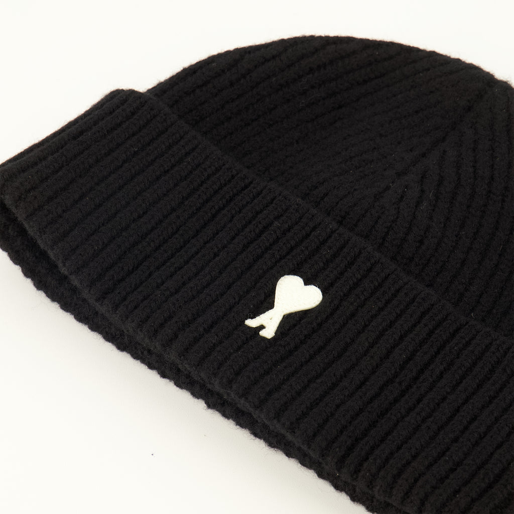 Chapeaux, casquettes et bonnets Schwarze Wollmütze Ami PARIS Noir Unisexe