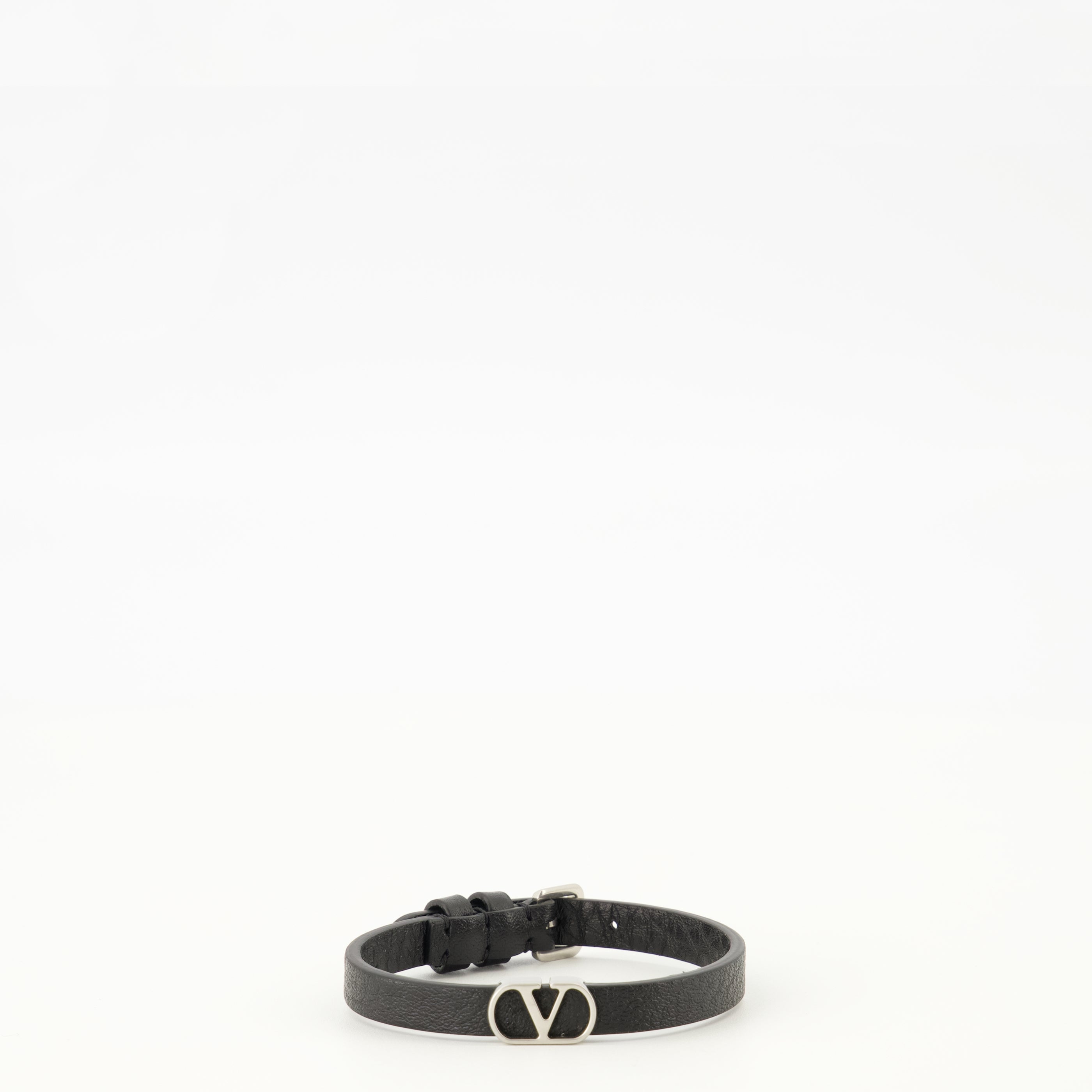 Bijoux Bracelet VLogo en cuir noir Valentino Garavani Noir Homme