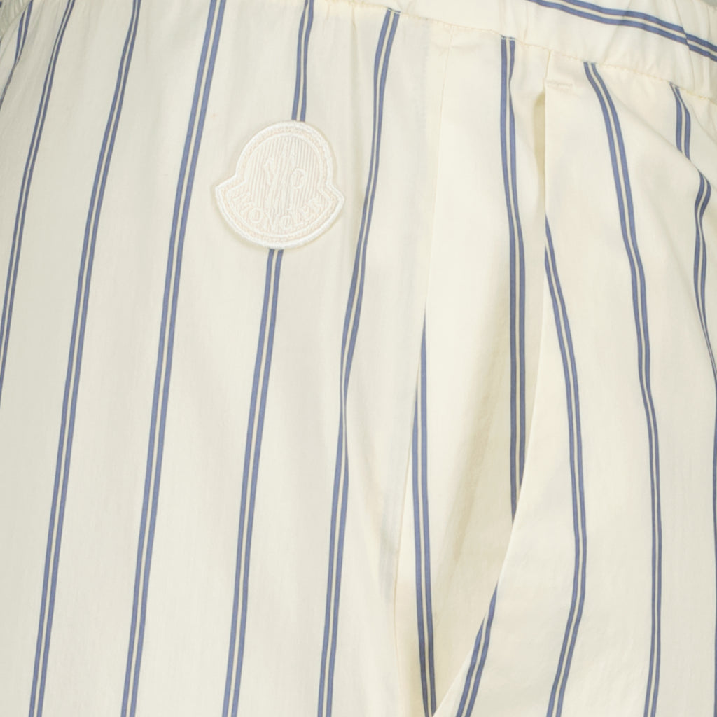 Pantalons Pantaloni Striped in Cotone e Seta Moncler Blanc Femme