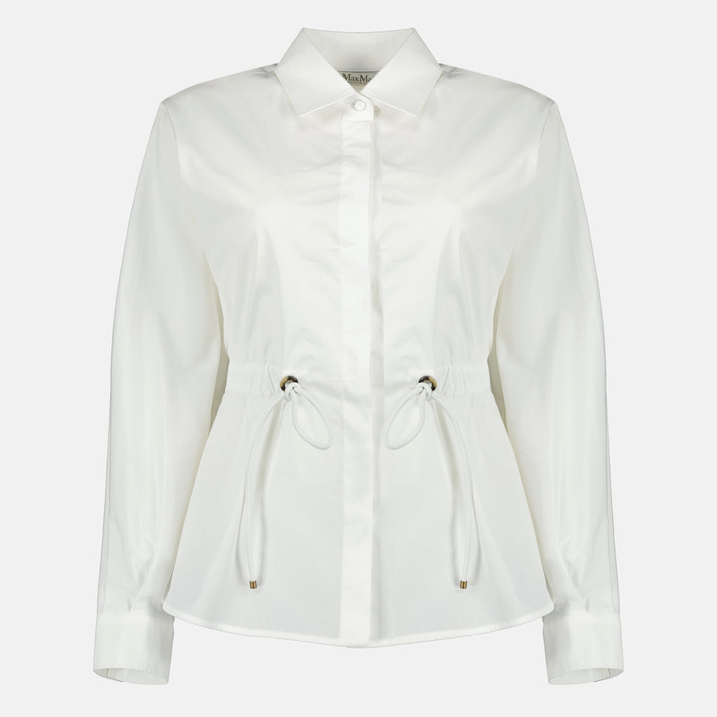 Max Mara의 여성용 흰색 면 포플린 셔츠 이미지 - 2026 봄-여름 시즌 - 정면 보기