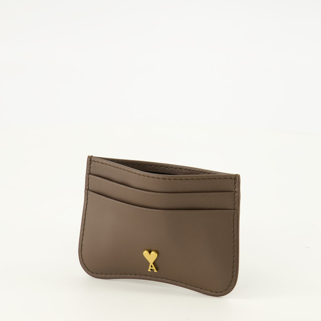 Petite maroquinerie Paris Paris Leather Card Holder in Brown Ami PARIS Marron Unisexe