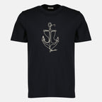T-shirts Besticktes T-Shirt aus Baumwolle in Marineblau Moncler Bleu foncé Homme