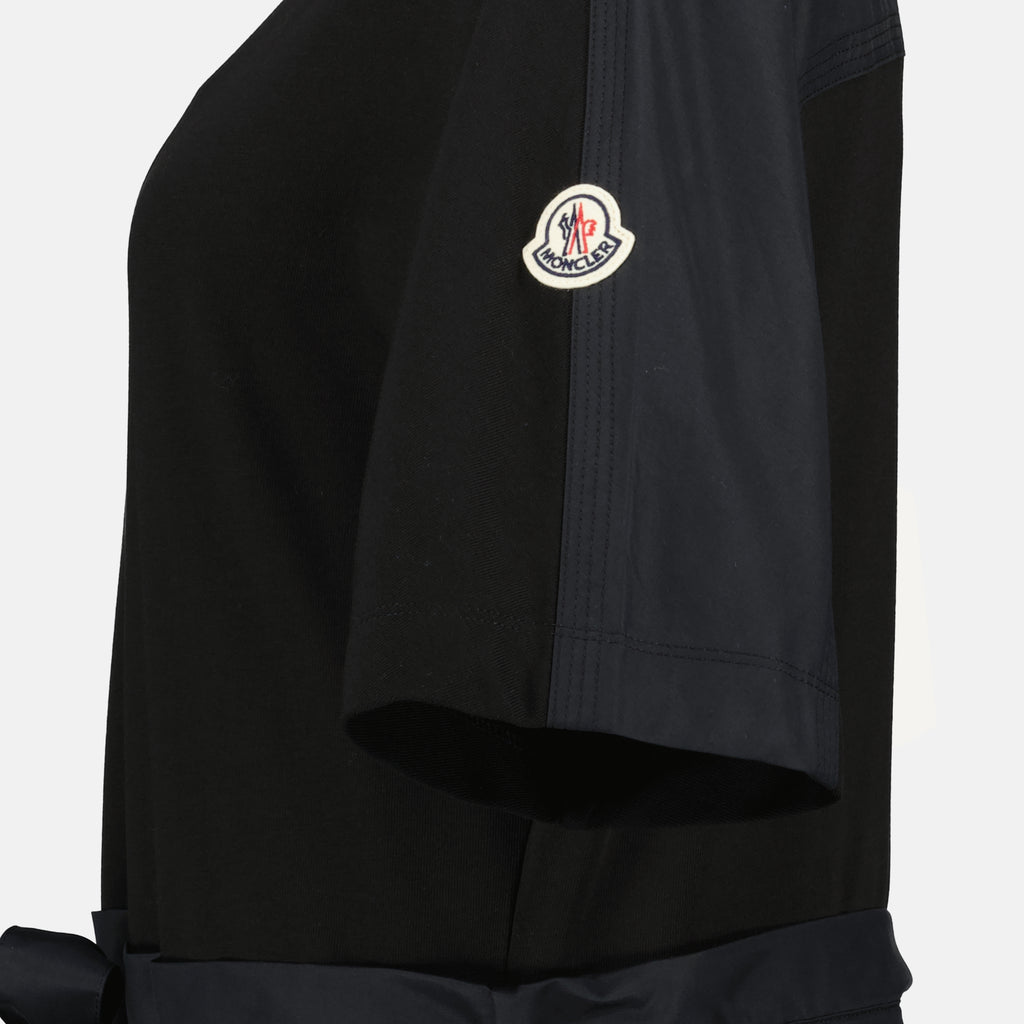 Robes Mini abito in cotone nero con cintura Moncler Noir Femme