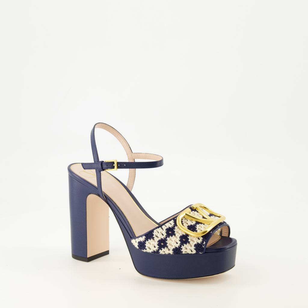 Chaussures ouvertes VLogo ネイビーブルーヒール Valentino Garavani Bleu foncé Femme