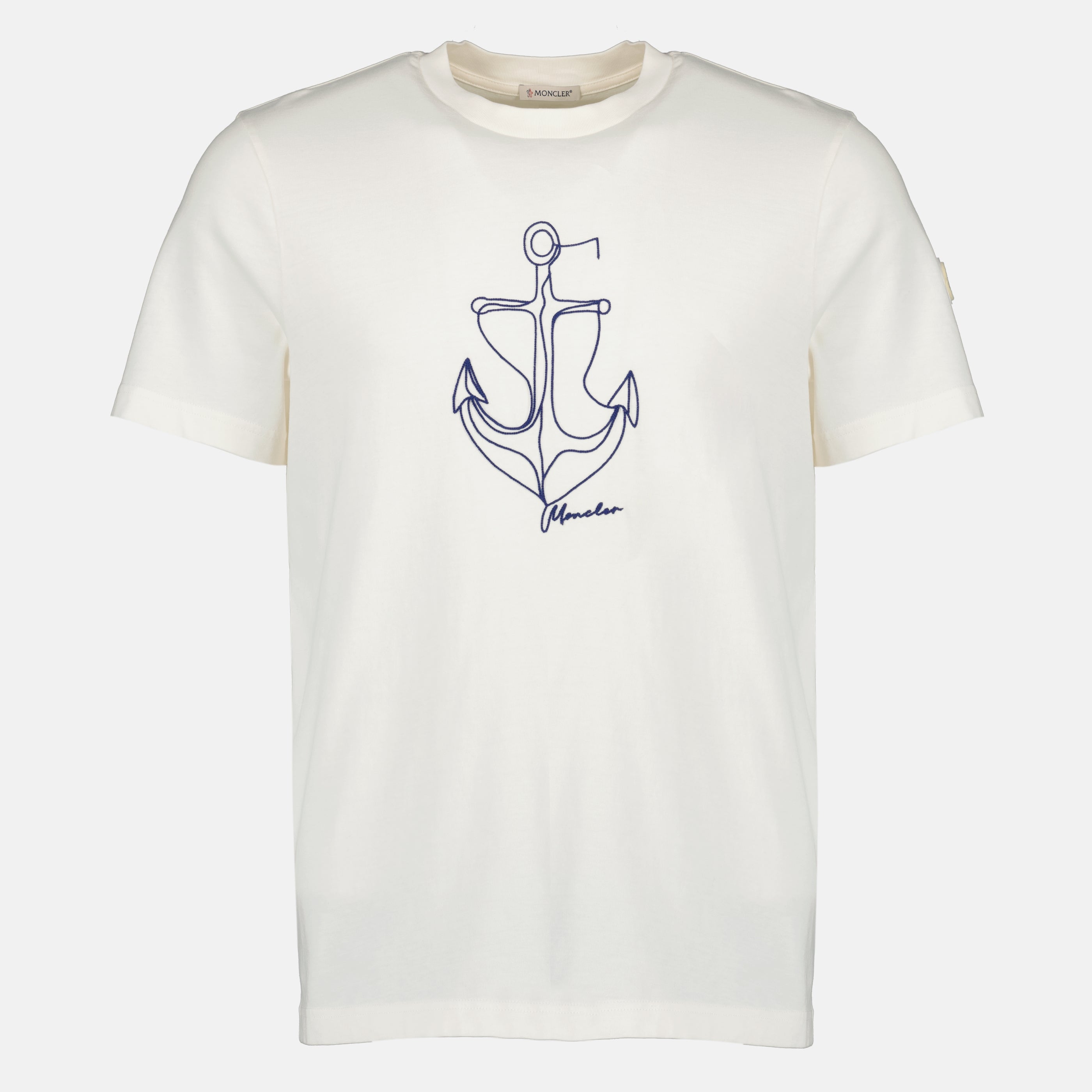 T-shirts T-shirt en coton brodé blanc Moncler Blanc Homme