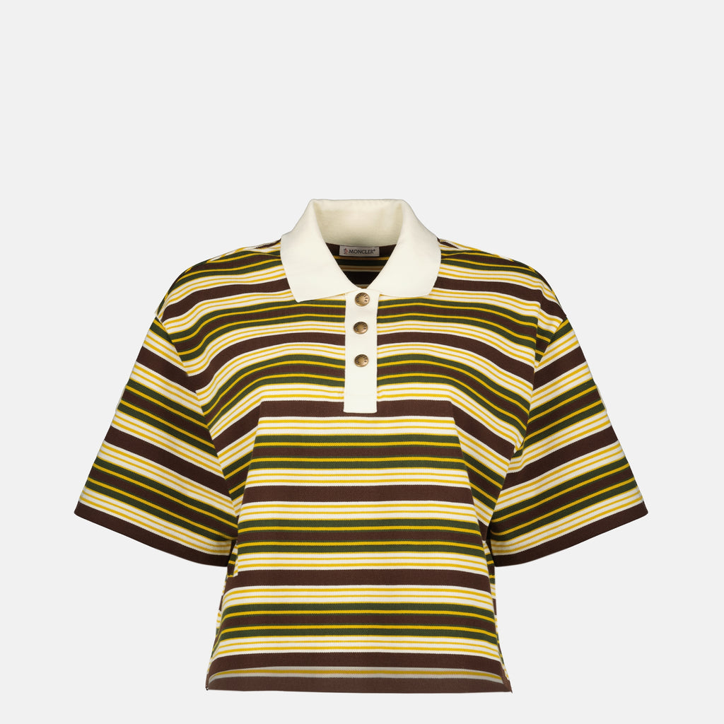 Polos 스트라이프 코튼 폴로 Moncler Marron Femme