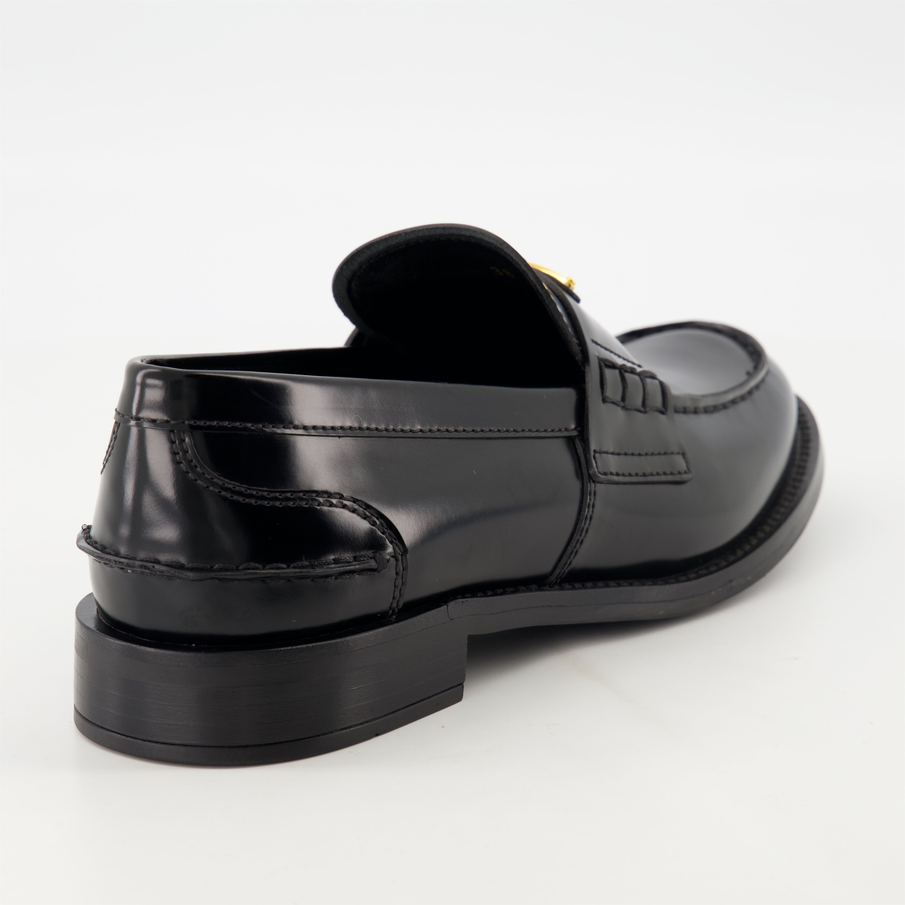 Loafers Black Leather Loafers Prada Black Femme