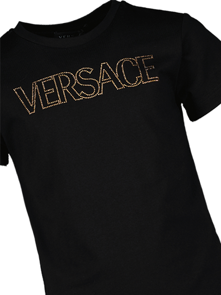 Vêtements T-shirt à logo strass Versace Noir Enfants