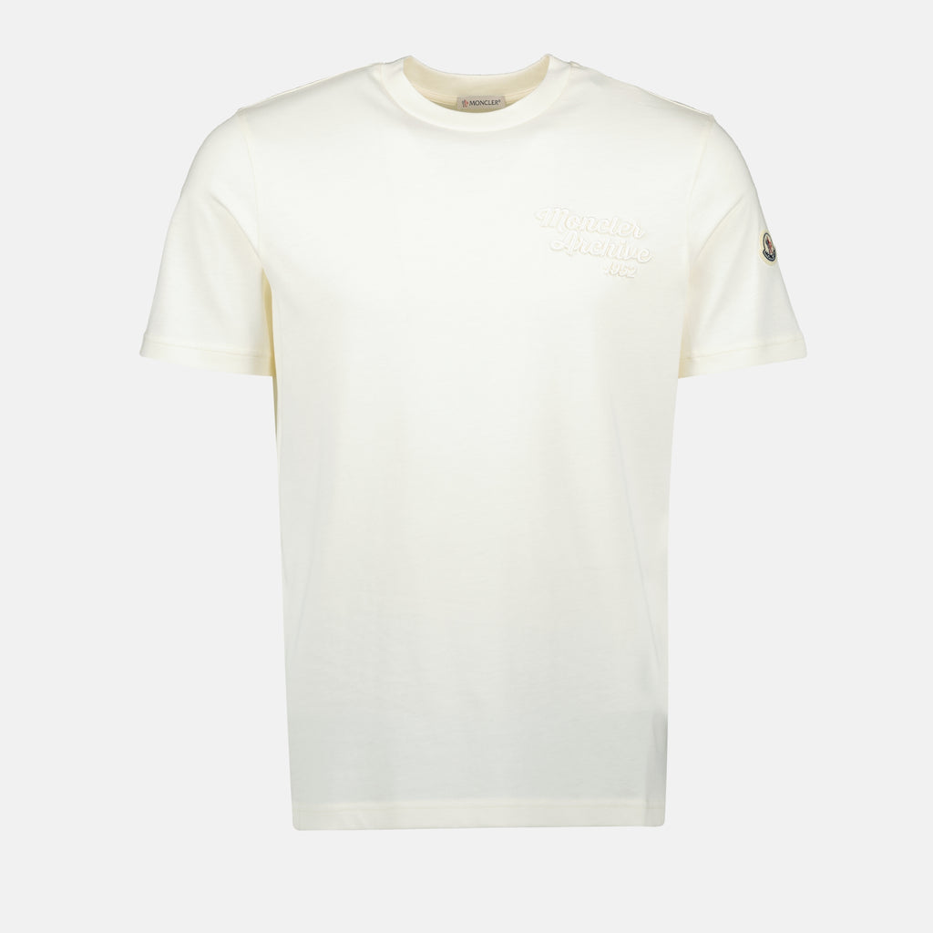 T-shirt T-shirt con logo ricamato Moncler Bianco Homme