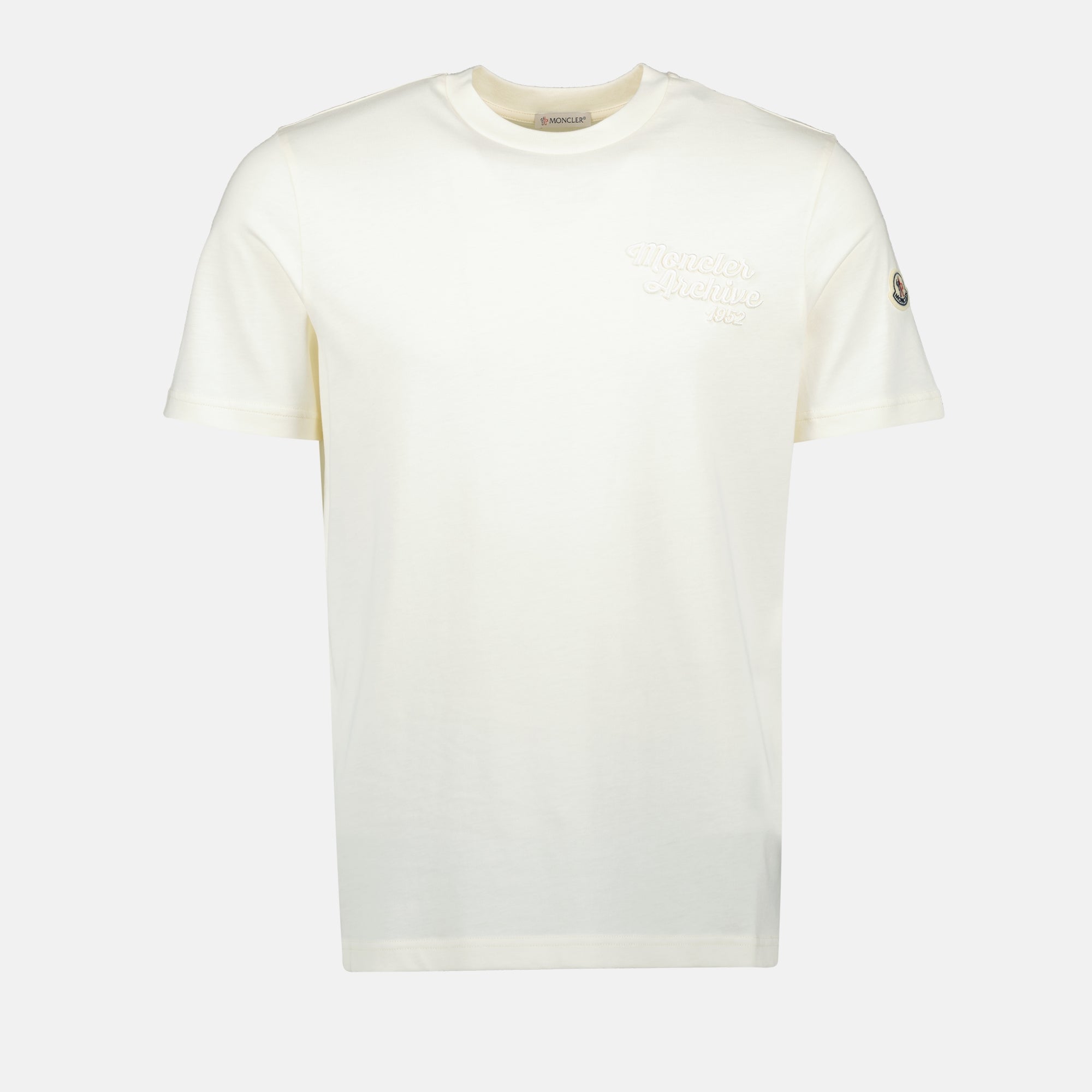 T-shirt T-shirt con logo ricamato Moncler Bianco Homme