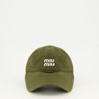Image de l'article Casquette en denim kaki de la marque Miu Miu pour Femme - Saison Printemps-Été 2026 - Vue de Face