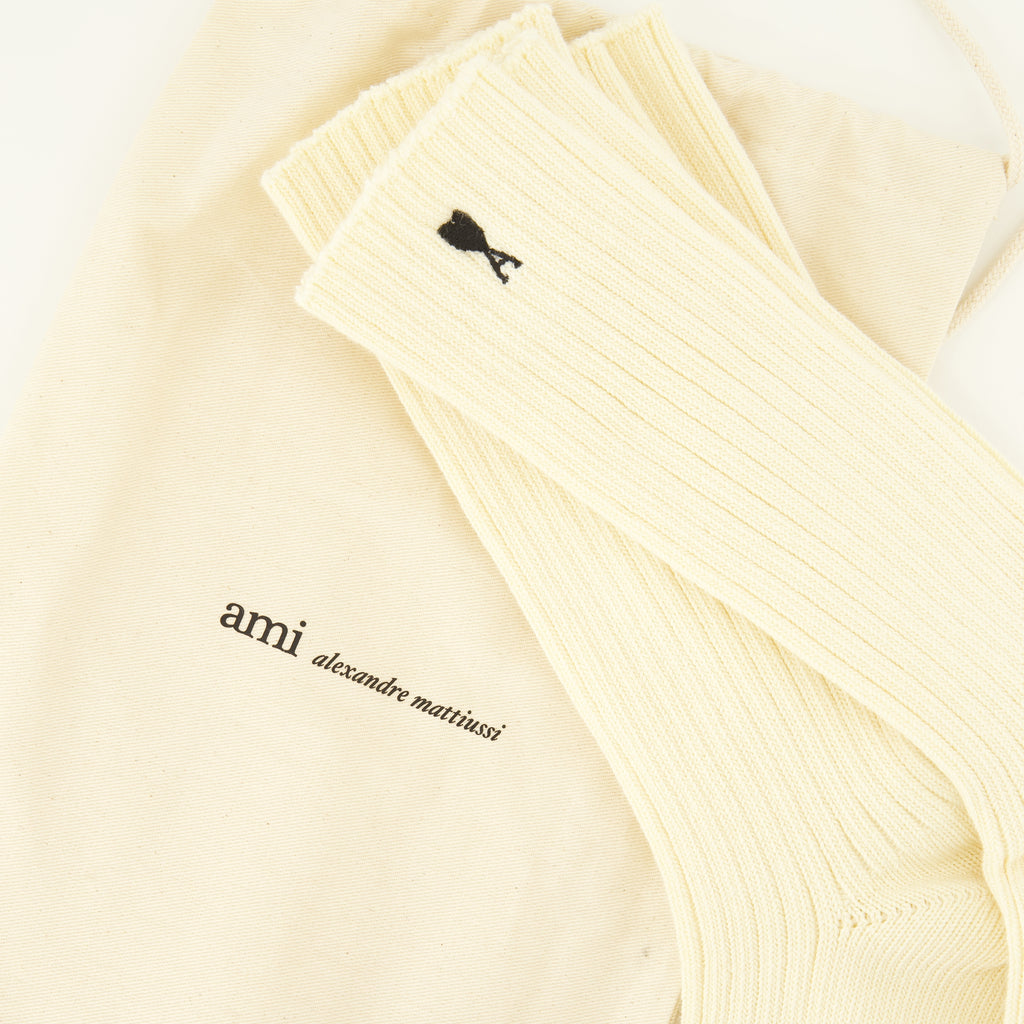 Sous-vêtements et homewear 베이지 면 AMI 하트 양말 3개 세트 Ami PARIS Beige Unisexe