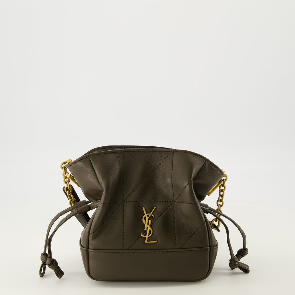 Sacs seau Sac Jamie mini kaki en cuir d'agneau Saint Laurent Marron Femme