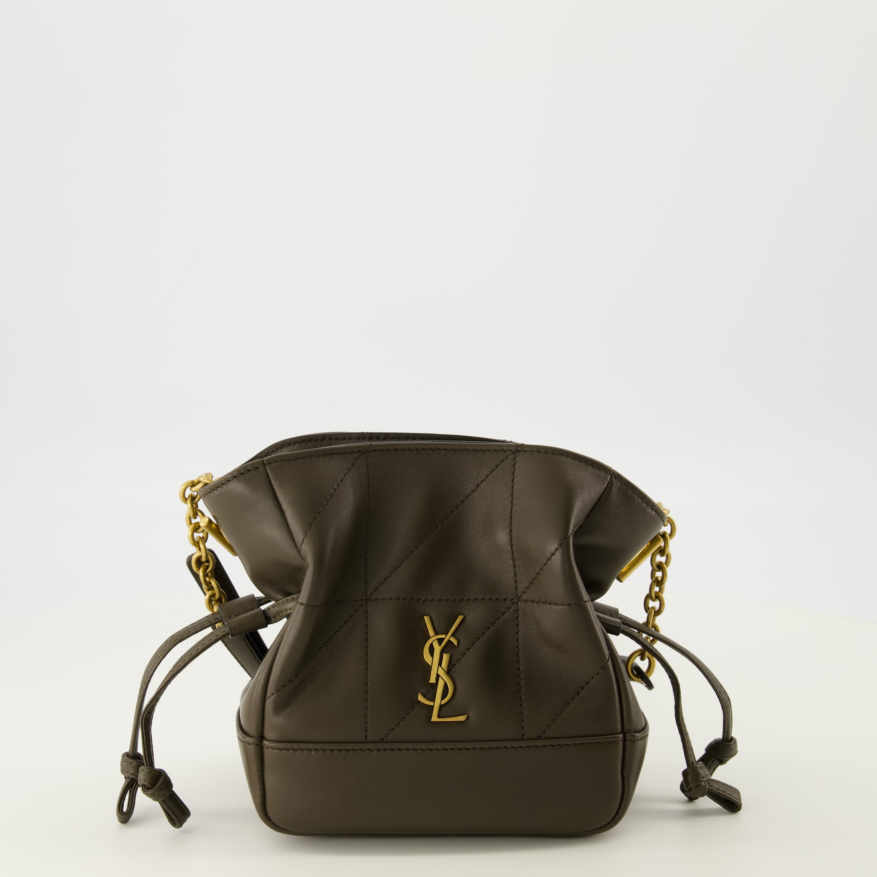 Sacs seau Sac Jamie mini kaki en cuir d'agneau Saint Laurent Marron Femme