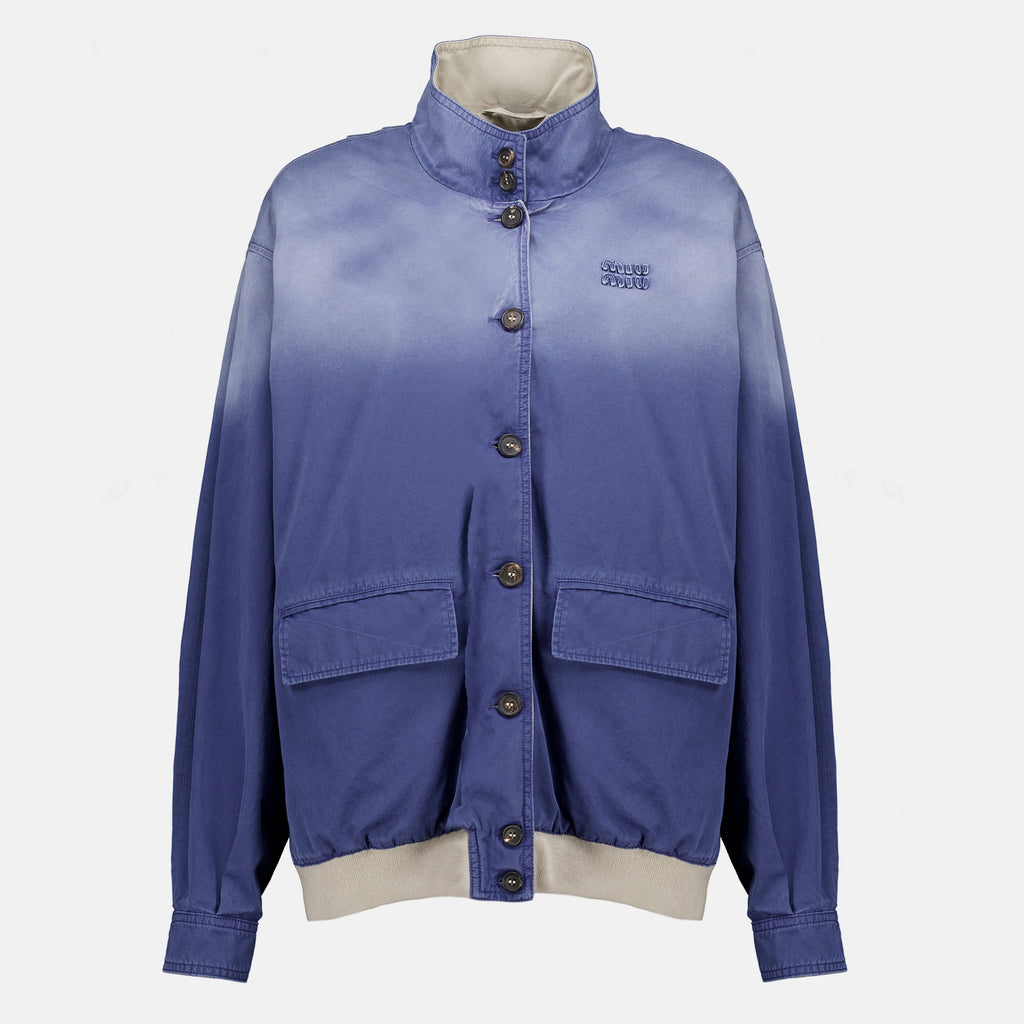 Vestes Blusão de Serge Envelhecido em Azul Marinho Miu Miu Bleu foncé Femme