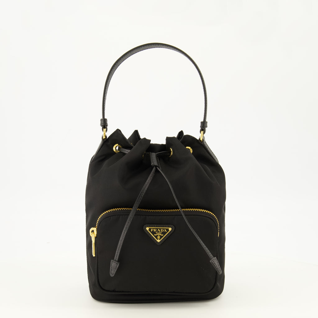 Sacs seau Bolsa Bucket Duet em Preto Re-Nylon Prada Noir Femme