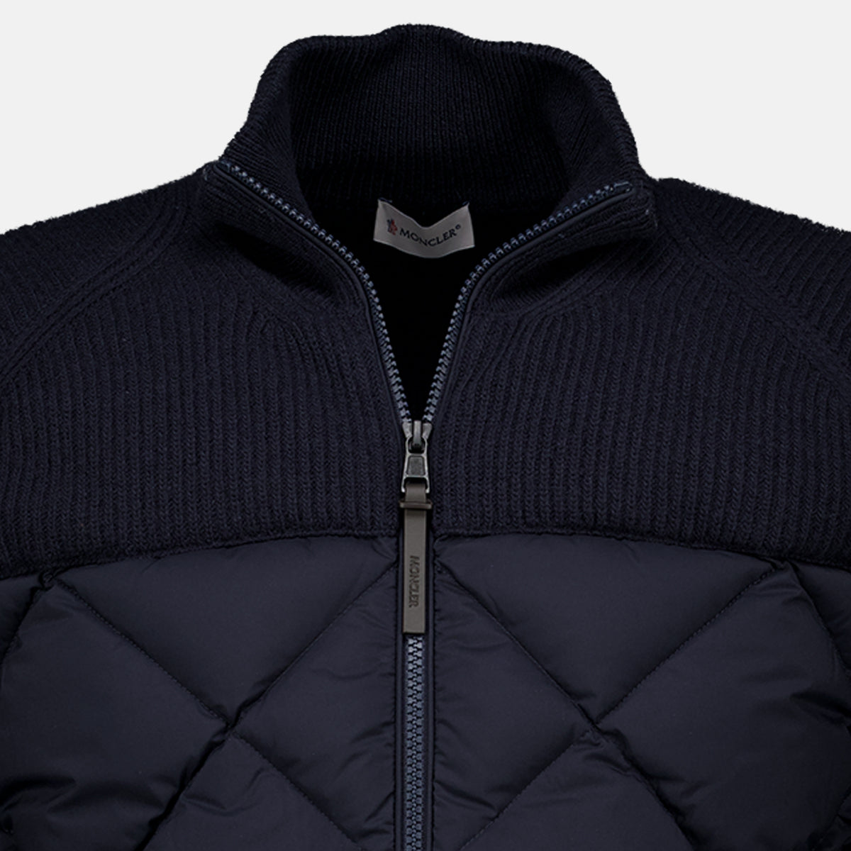 Vestes キルティング二素材カーディガン Moncler Bleu foncé Homme
