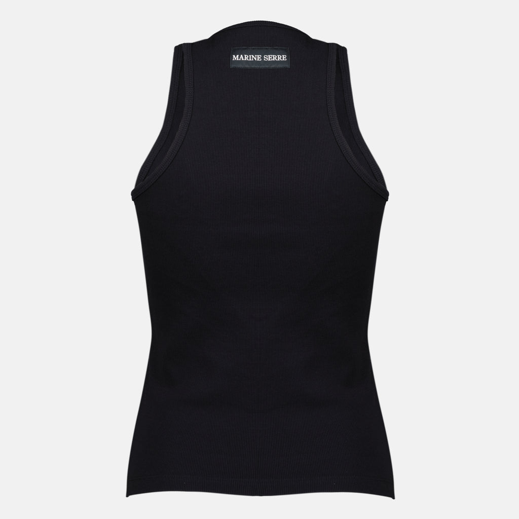 Tops Canotta Nera Moon in Cotone Marine Serre Noir Femme