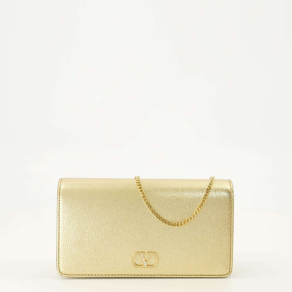 Sacs à main et épaule VLogo Laminated Leather Clutch Valentino Garavani Doré Femme