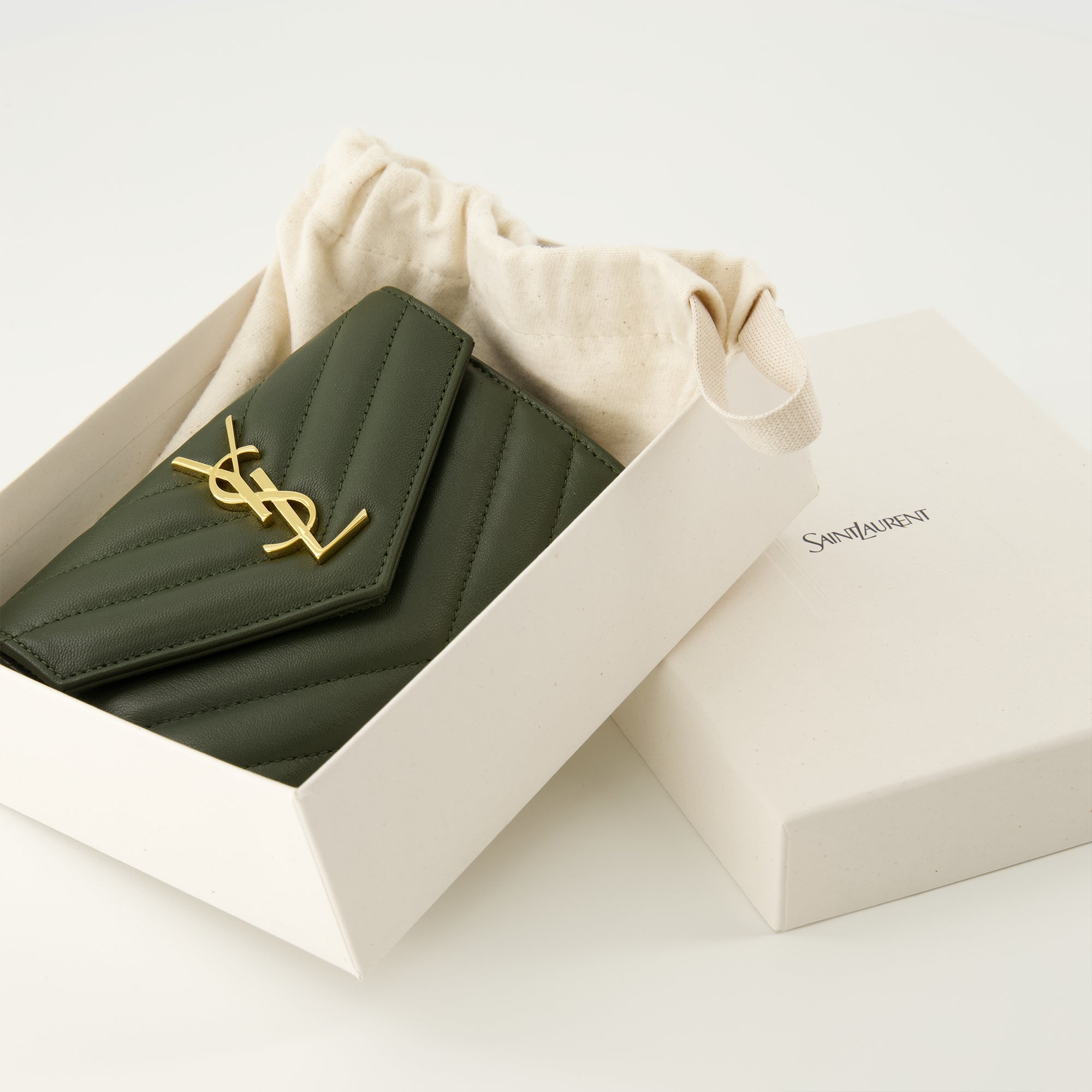 Petite maroquinerie Portefeuille Cassandre Saint Laurent Kaki Femme