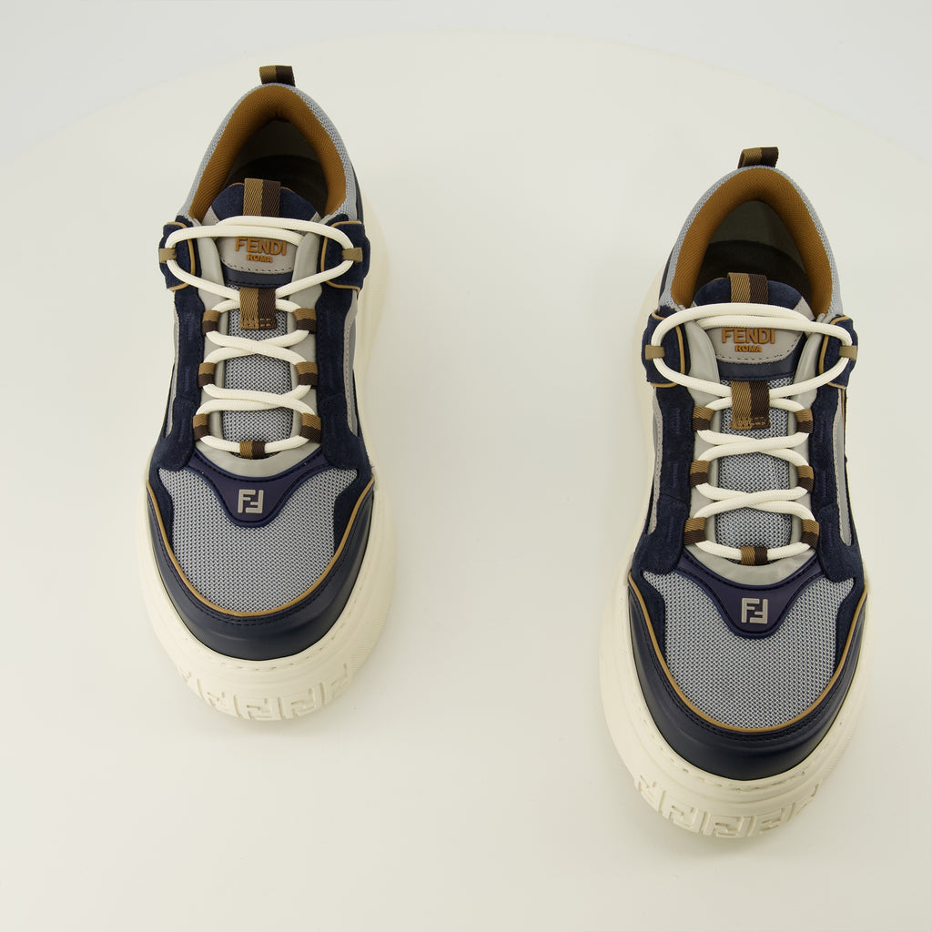 Baskets 펜디 포스 네이비 블루 스니커즈 Fendi Bleu foncé Homme