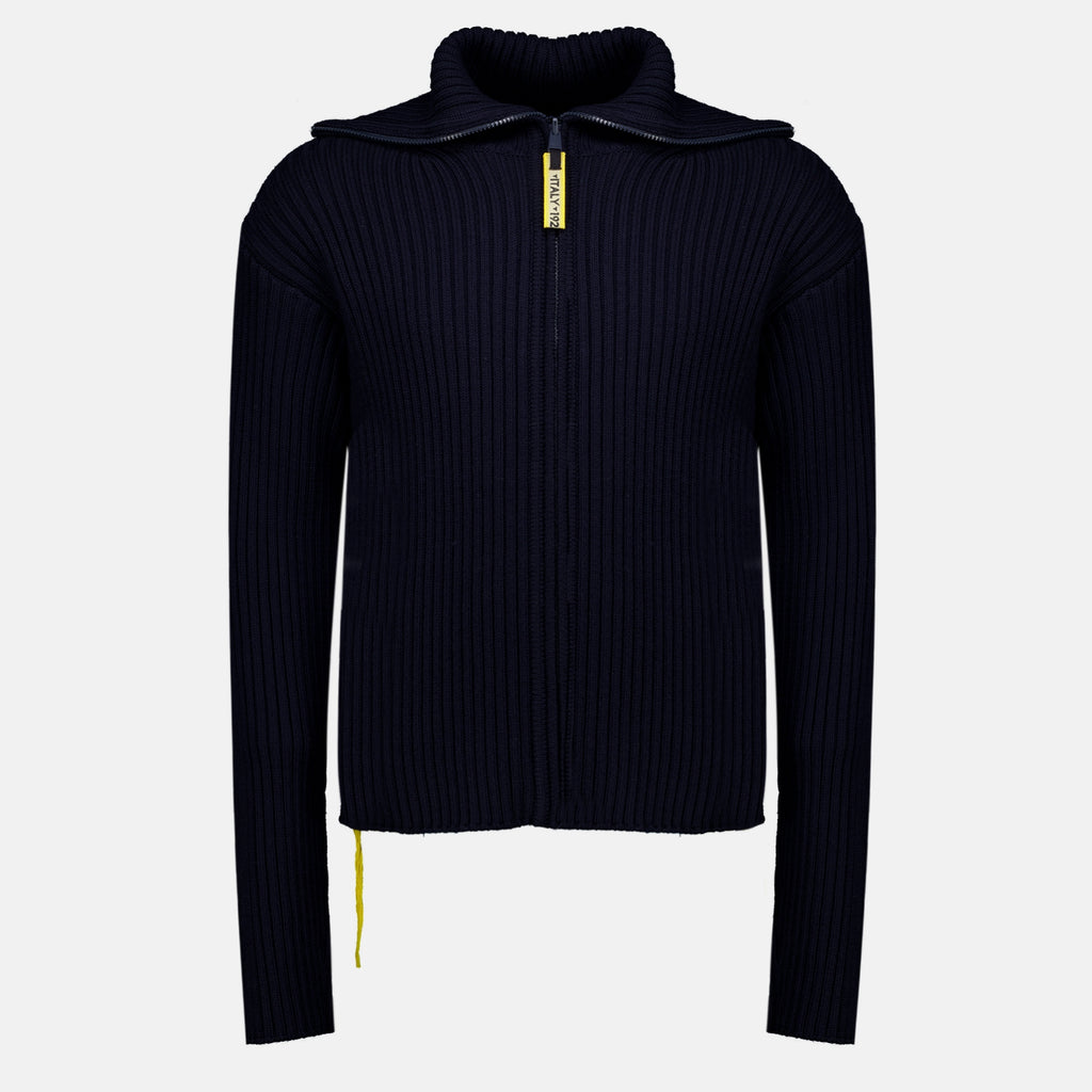 Maille Cardigan zippé en laine Fendi Bleu foncé Homme