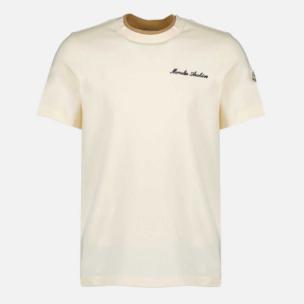 Imagen de la camiseta bordada beige de la marca Moncler para Hombre - Temporada Primavera-Verano 2026 - Vista Frontal