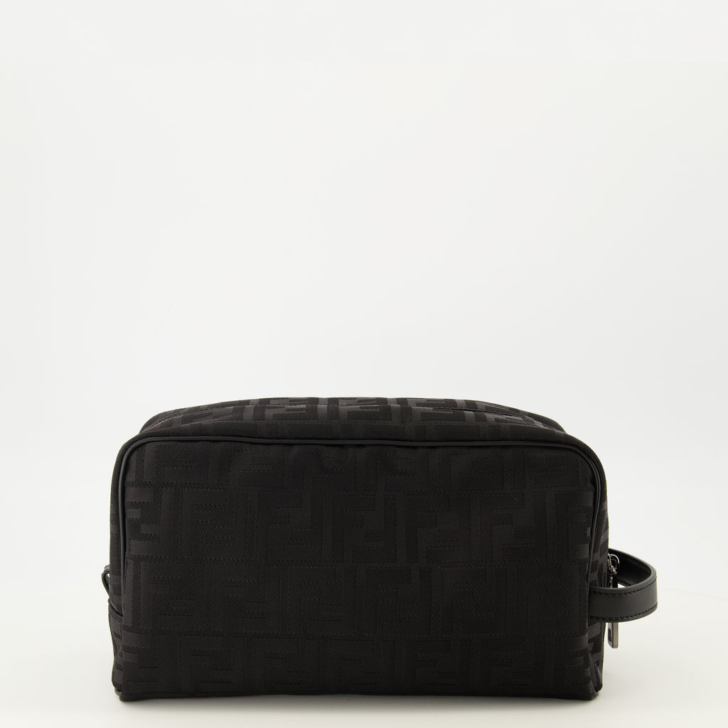 Pochettes Trousse de toilette medium FF en nylon noir Fendi Noir Homme