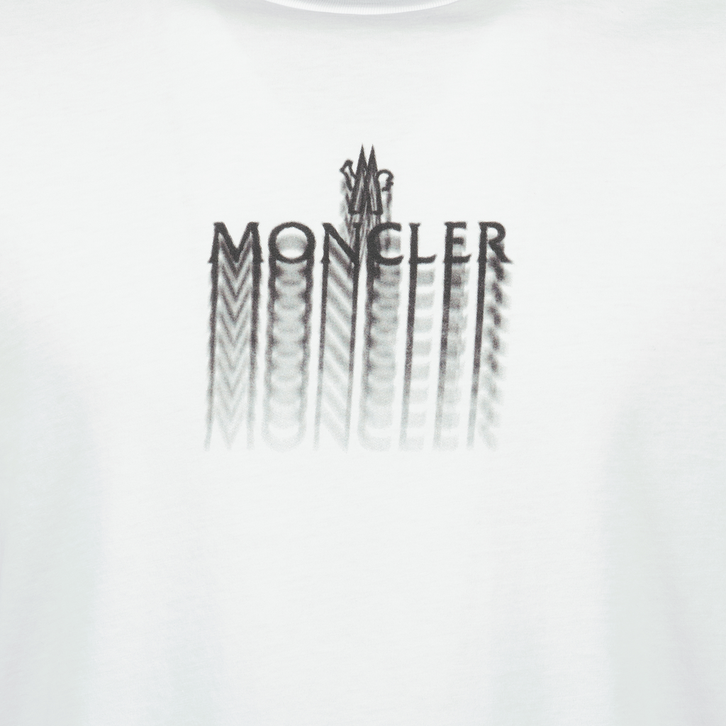 T-shirt T-shirt con logo sbiadito Moncler Bianco Homme