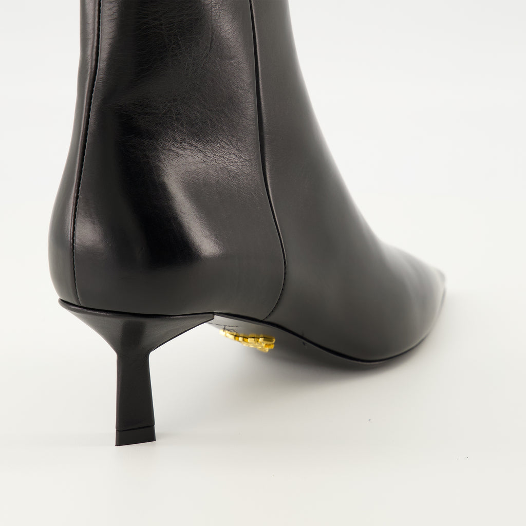 Image of Prada brand leather ankle boots for Women - Autumn-Winter 2025 - Back view
