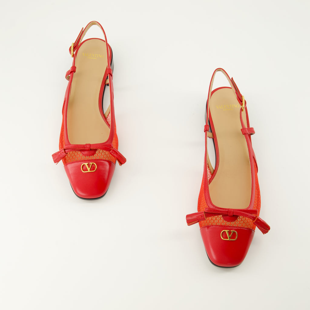 Imagen del artículo Bailarinas Valet del Rey rojas de la marca Valentino Garavani para Mujer - Temporada Primavera-Verano 2026 - Vista superior do par de zapatos
