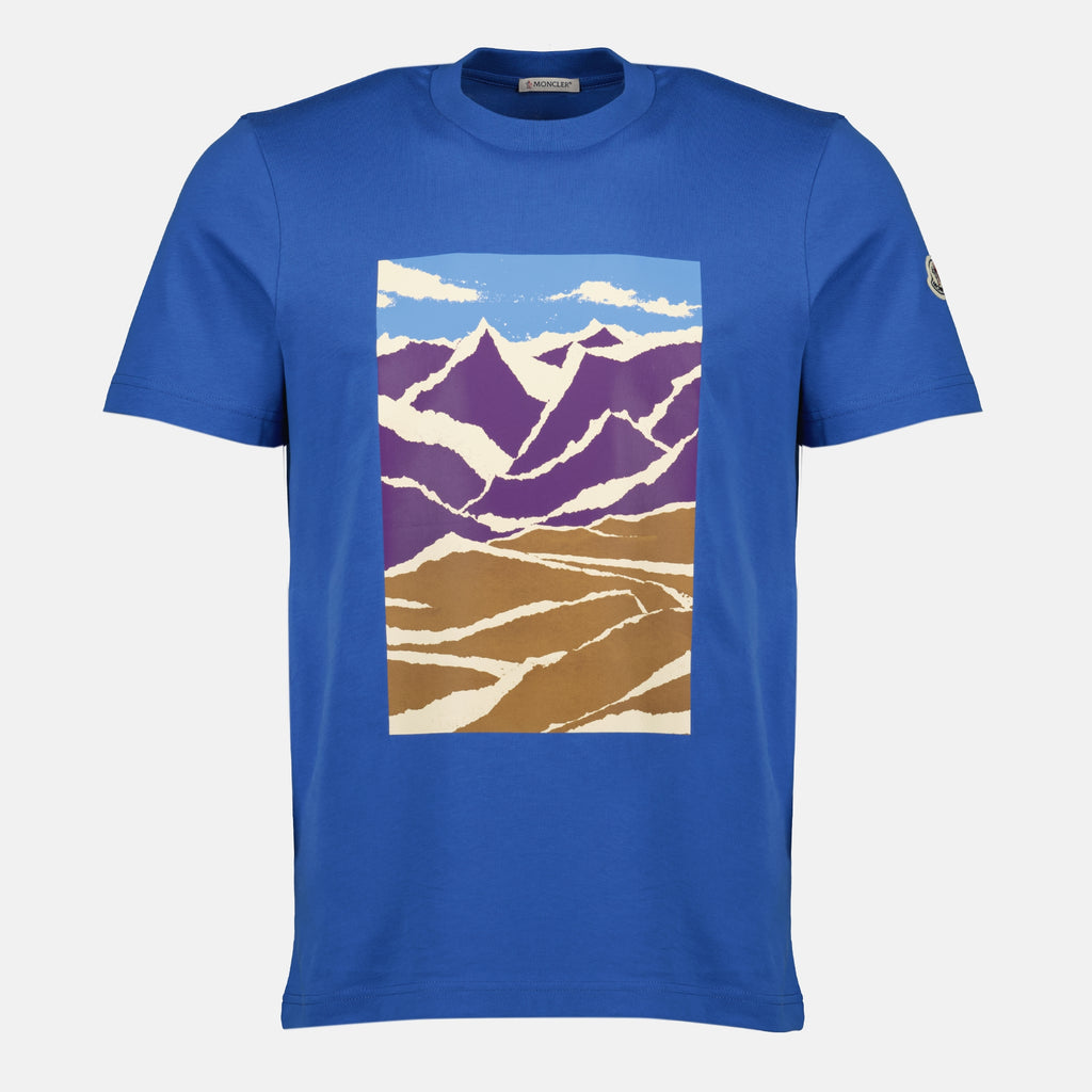 Bild des blauen Berg-T-Shirts mit Druck von Moncler für Herren - Herbst-Winter 2025 - Vorderansicht