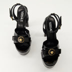 Open shoes Gianni Ribbon Heeled Sandals Versace Black Femme