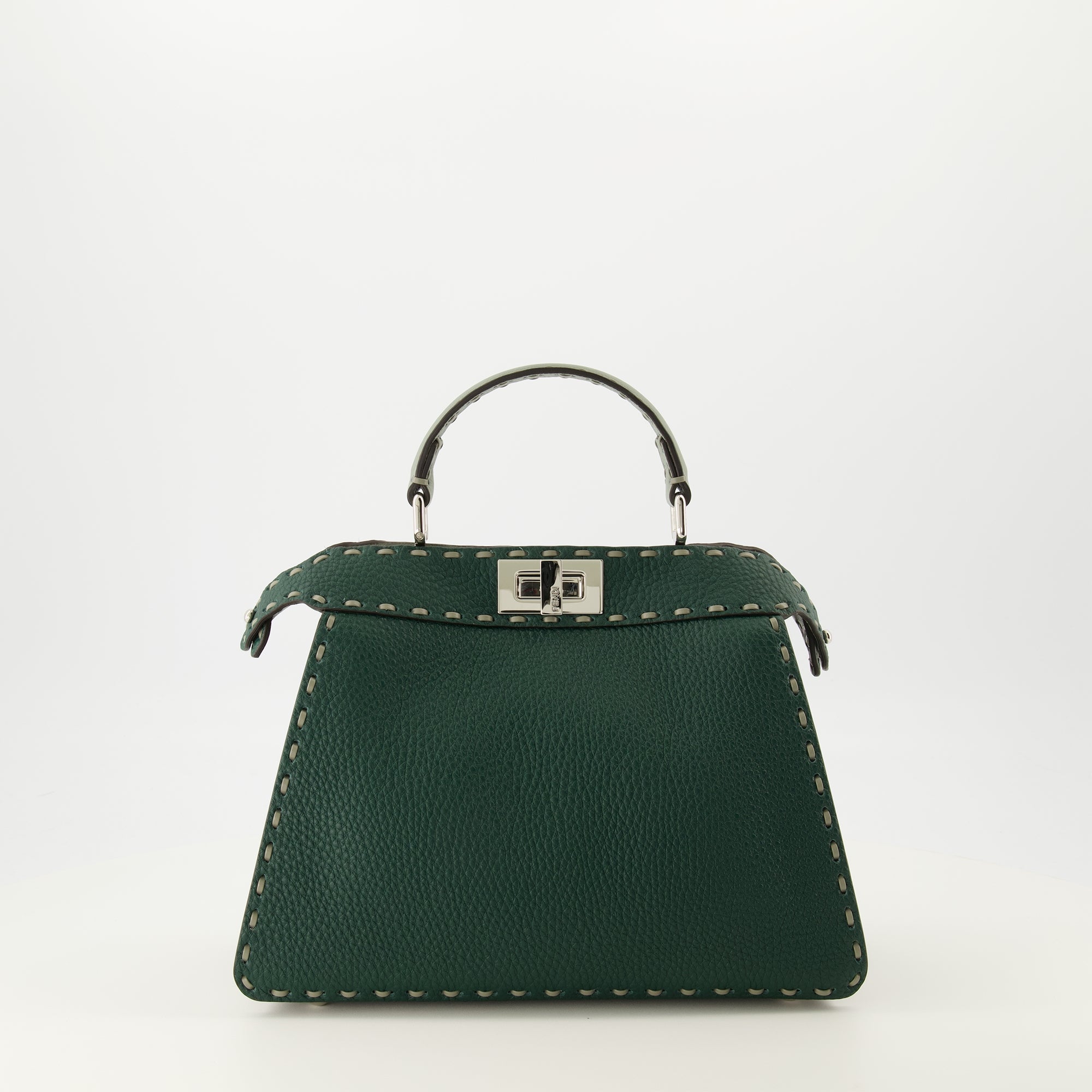 Image of the Fendi PeekabooISeeU small dark green bag for Women - Autumn-Winter 2025 - Back View